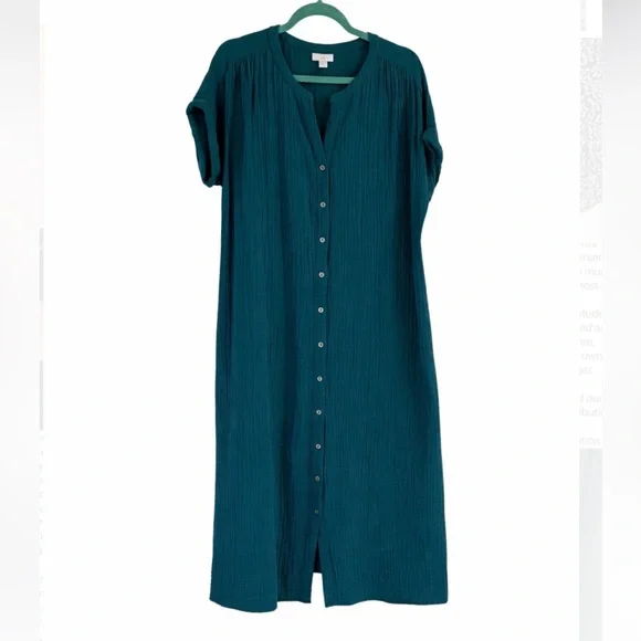 🌸J. Jill Gauze Deep Teal Dress (LP) - Picture 2 of 5